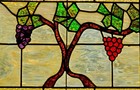 Antique Grape Vine Stained Glass Window 19 X 27