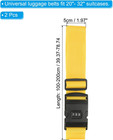 2pcs Luggage Straps With Combination Lock Tsa Approved Yellow