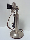 Original 1904 Western Electric Nickel Candlestick Telephone W  Bakelite Receiver