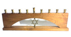 Artist Paul Evans Modernist Mid Century Walnut Wood brass Arched Menorah Judaica