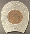 Encased 1927 Wheat Cent In Good Luck Horseshoe Souvenir Of  Wash  D c  Free Ship