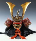 Japanese Old Vintage Samurai Kabuto Helmet Dragon Red Helmet With A Mask