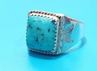 Vintage Native American Navajo Stamped  jd  Sterling Kingman Turquoise Sz12 Ring