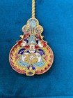 Antique French Champleve Spoon Enamel Over Brass Ornate Art Nouveau Read