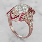 3 5ct Art Deco Style Lab Created Diamond   Ruby 14k White Gold Fn Wedding Ring