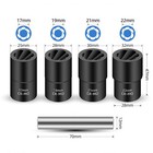 5pc Wheel Lock Removal Kit  Locking Lug Nut Removal Tool - 17mm 19mm  21mm  22mm
