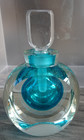Correia Dichroic Ltd Ed  465 850 Blue Art Glass Faceted Scent Perfume Bottle