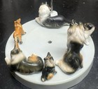 Vintage Ceramic  Bone China  Cast Iron Collie  Lassie Dog Figurines  6  Pieces