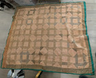 A   Used  Antique   Vintage Hand Made Cotton Squares Patch Work Quilt 63  X 77  