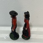 Vintage Cast Iron Amish Couple Antique Figures  Display Red Outfits