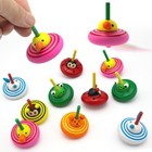 Zaleny Wooden Spinning Tops Animal Wood Spin Colorful Rainbow Gyroscope   