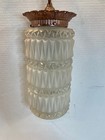 Vintage Mid Century Diamond Point Glass Cylinder Hanging Swag Lamp Mcm 16 