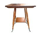 Antique Victorian Tiger Oak Parlor Table Spindle Legs Claw Feet 24 x 24  X 29 
