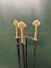 Mid Century  Brass   Iron Fireplace Tool Set - Stylized Scallop Shell - No Poker
