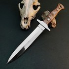 12 8  D2 Dagger Knife Full Tang Ram Horn Handle Fixed Blade Leather Sheath
