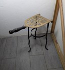 Vintage Victorian Style Brass Fireplace Hearth Trivet Warming Kettle Stand Iron