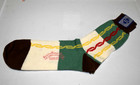Argyle Socks Vtg 50s Deco Brown Ivory Green Red Yellow Chain Argyle 9 5 X 9  New