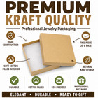 100 Kraft Cotton Filled Jewelry Gift Boxes 3 5  X 3 5  X 1  Retail Packaging
