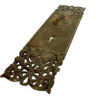 Antique Cast Brass Gothic Victorian Door Knob Back Plate Entry Door 10 75    X 3   