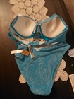 Nwt Victoria   s Secret Pink Metallic Turquoise Sparkle Bikini Set Size L