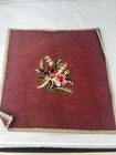 Completed Maroon With Flowers Needlepoint Chair Cover  Stool Cover
