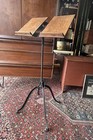 Antique Victorian Cast Iron Book Stand - Quartersawn Oak - Arts   Crafts 