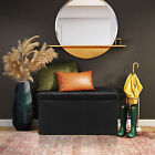 30  Folding Storage Ottoman Bench Storage Chest Footrest With Padded Seat Black