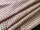 French Antique Homespun Linen Plaid Windowpane Fabric Red Cream Yardage