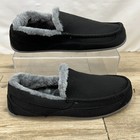Deer Stags Spun Moccasin Slippers - Black Suede Men   s Size 14m