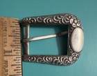 Vintage Nelson Sterling Silver 26g 3-pc Western Belt Buckle Set Floral Tooled