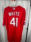 Eli White Texas Rangers Game Worn Team Issued Jersey 2021 Mlb Hologram Size 44