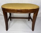 Old Vintage Solid Wood Vanity Stool Piano Bench Yellow Upholstered Cushion