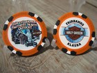 1 Genuine Harley Davidson Emblem Poker Chip - Fairbanks  Alaska - Orange   Black