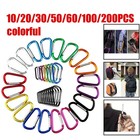 10 200 Pcs Aluminum Carabiner D Shape Spring Clip Snap Key Hook Keychain Buckle