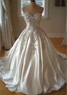 Boho Sweetheart Wedding Dresses Lace Appliques Satin A Line Bridal Gowns