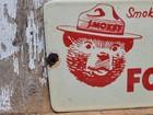 Vintage Smokey Bear Porcelain Sign Old Forest Service Dept Agriculture Park Fire