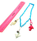 Vintage 80s Charm Necklace Blue Chain With 3 Charms 1980s