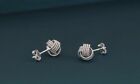 Italian Made  925 Sterling Silver Love Knot Diamond Cut Stud Earrings For Women