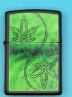 2021 Subtle Green Leaf Bud 420 Black Matte Zippo Lighter