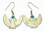 Large Vintage Egyptian Goddess Isis 900 Silver Turquoise Glass Earrings 7 8gr
