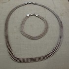Sterling Silver 925 Matching Necklace And Bracelet Set