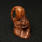 1 Inch Signature Hand Carved Boxwood Netsuke Tiger Figure Old Gift Collectable