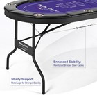 8 Player Poker Table Foldable  Texas Holdem Casino Table With Padded Rails   Cup