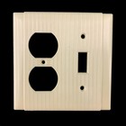 1- New Vintage Uniline Ribbed Bakelite Ivory Switch Duplex Outlet Wall Plate