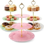 3 Pack 3 Tier Plastic Cupcake Stand  Dessert Cup Cake Holder Tower Reusable T   