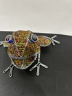 Frog Wire Garden Art Sculpture Handcrafted Wire Bead Eyes Mcm