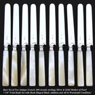 Elegant Antique French 10pc Fruit Knife Set  Mother Of Pearl With Silver Blades