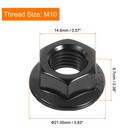 M10x1 25mm Serrated Flange Hex Lock Nuts  20pcs Hexagon Flange Nut  Black