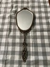 Antique Rare Victorian Filigree Carved Ornate Beveled Hand Vanity Mirror Brass