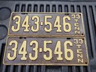 1933 Tennessee License Plates Pair 343-546